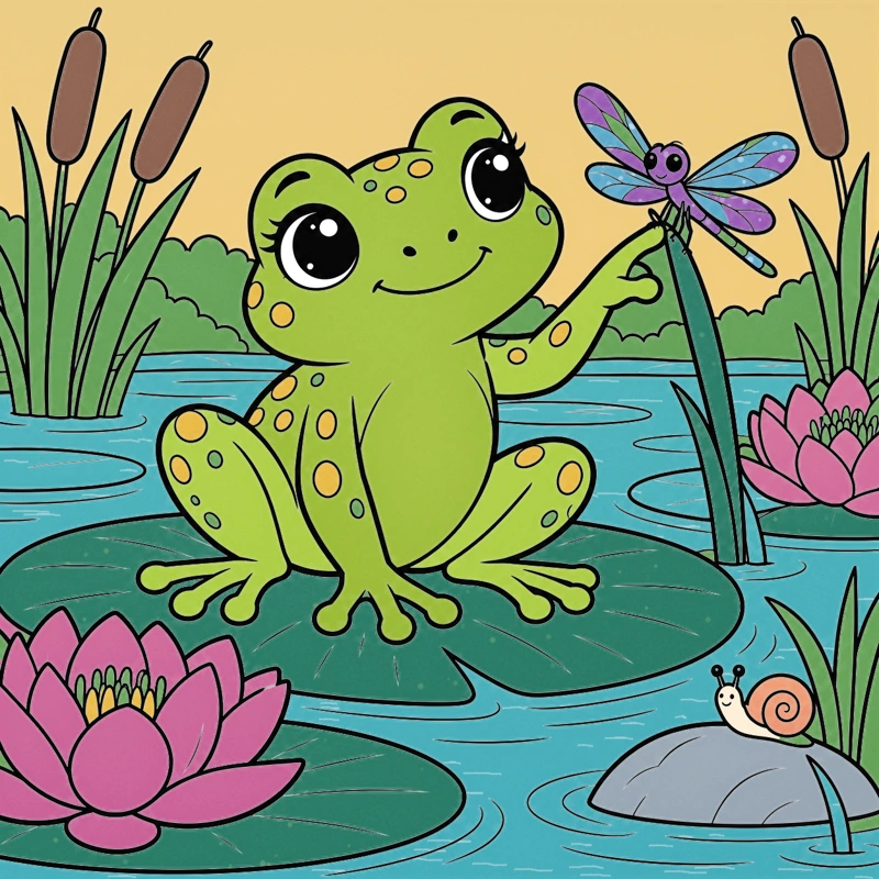 Colored a little pond hello scene from Little Daydreams