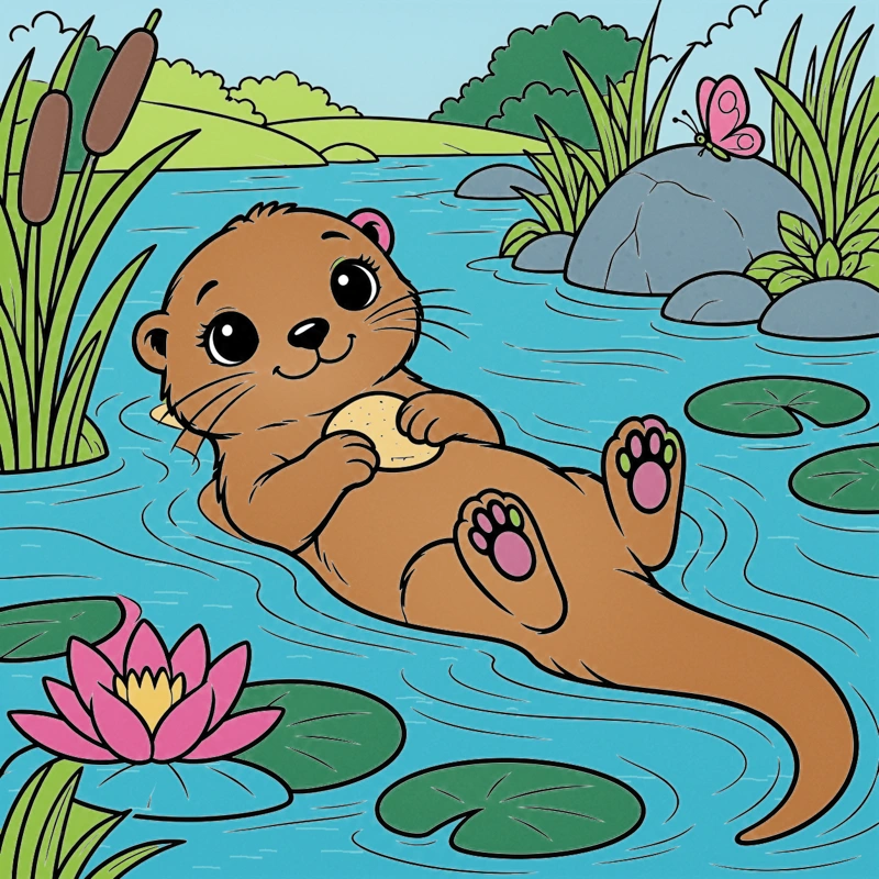 Colored a slow river afternoon scene from Little Daydreams